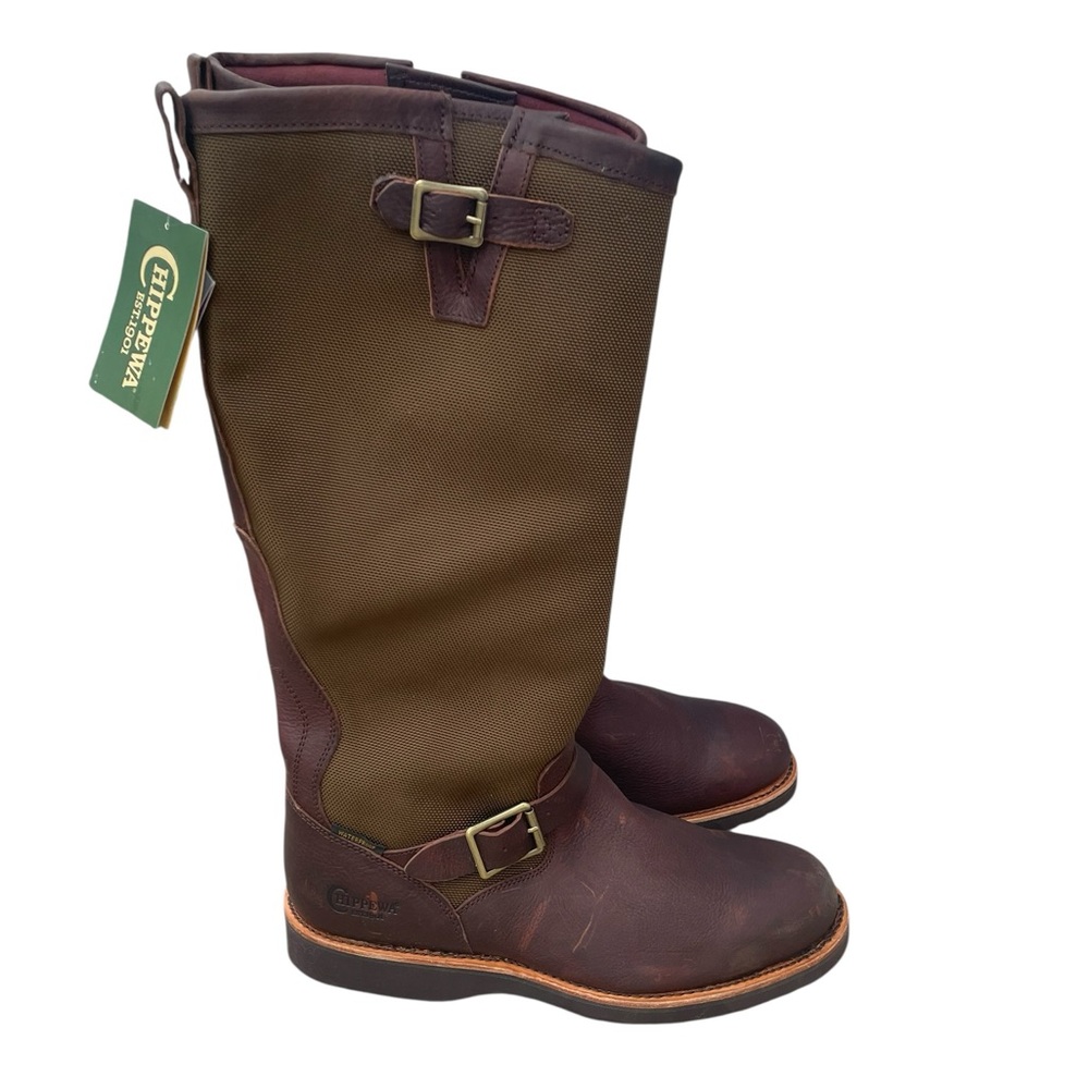 Chippewa Men's Brome 17" Soft Toe Waterproof Pull-On Snake Hunt Boot Brown, NWT